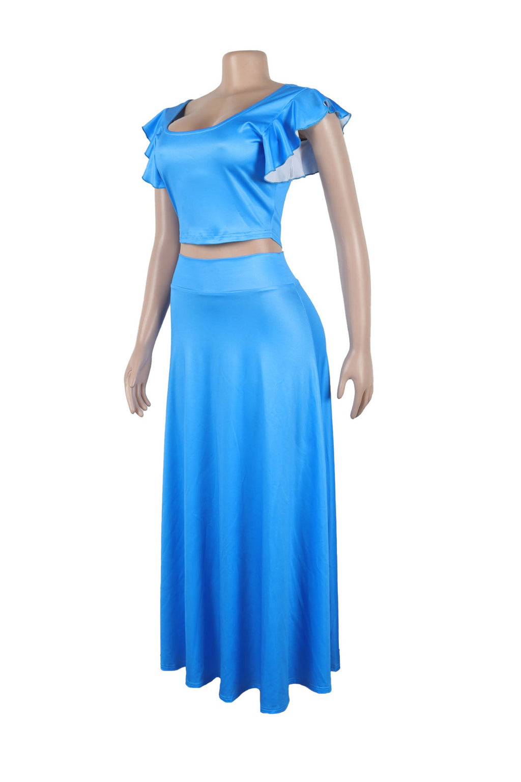 Elastic Solid Color Long Dress Two-Piece Set Lavish Daily