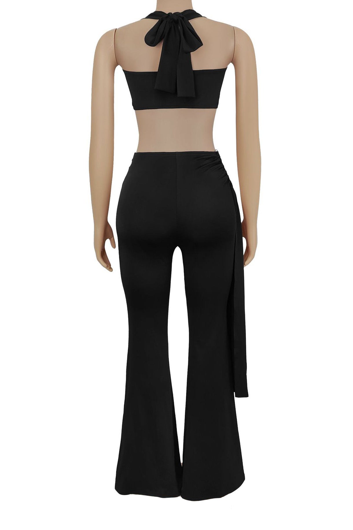 Twist-Front Halter Top & Drape Flare Pant Set Lavish Daily
