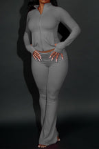 Sculpted Foldover Waist Flare Pants Set Lavish Daily
