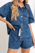 Vintage Elastic Waist Loose Denim Set Lavish Daily