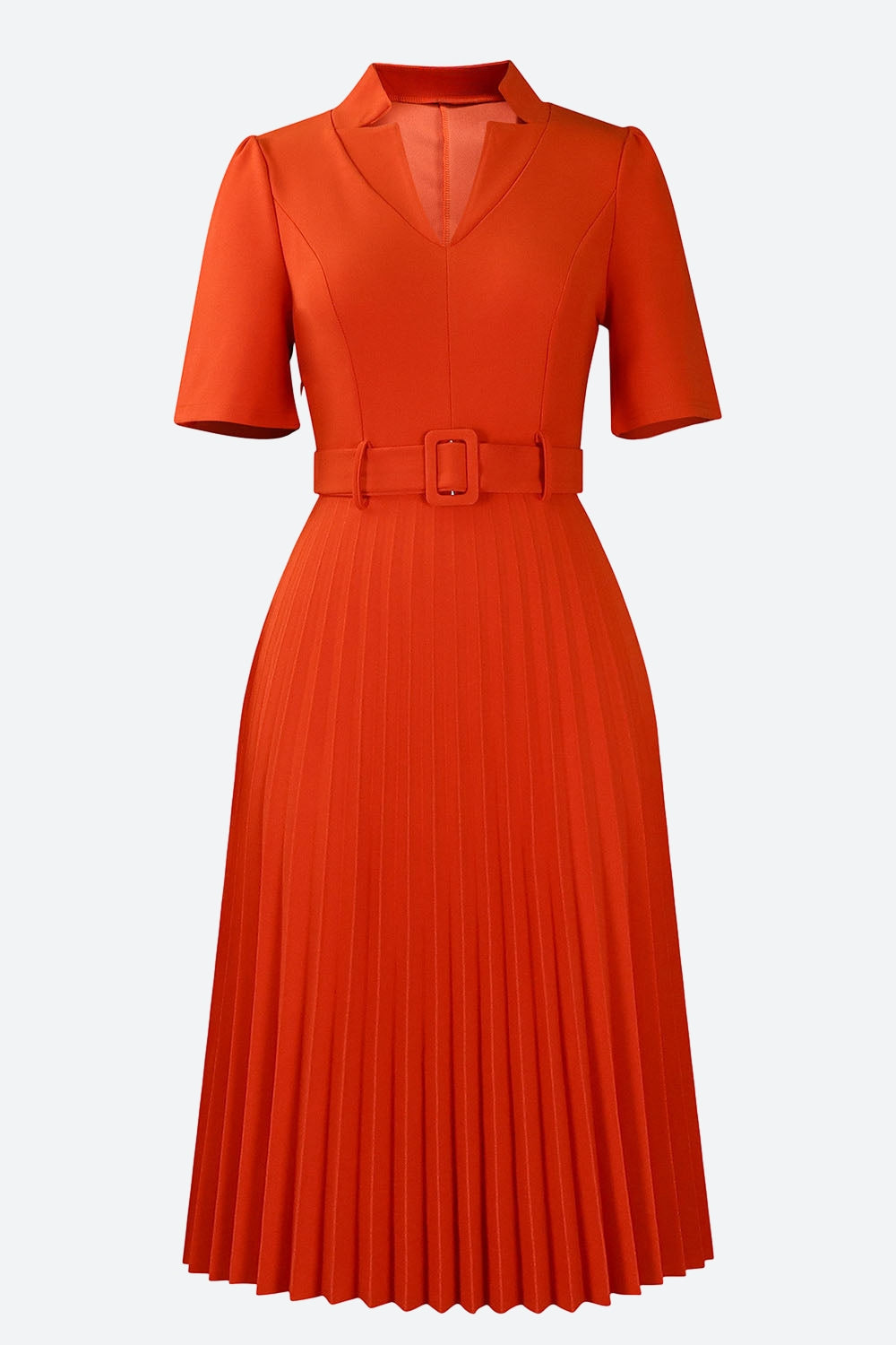 Short Sleeve V-Neck Pleated Slim Waist Dress Lavish Daily