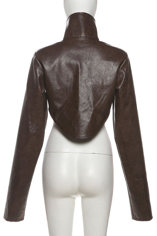Cropped Faux Leather Jacket Lavish Daily