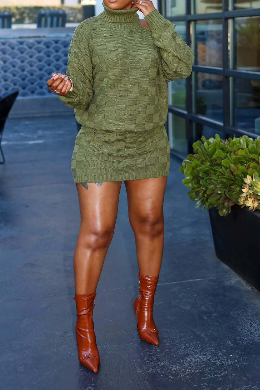 Turtleneck Cutout Sweater & Skirt Set Lavish Daily