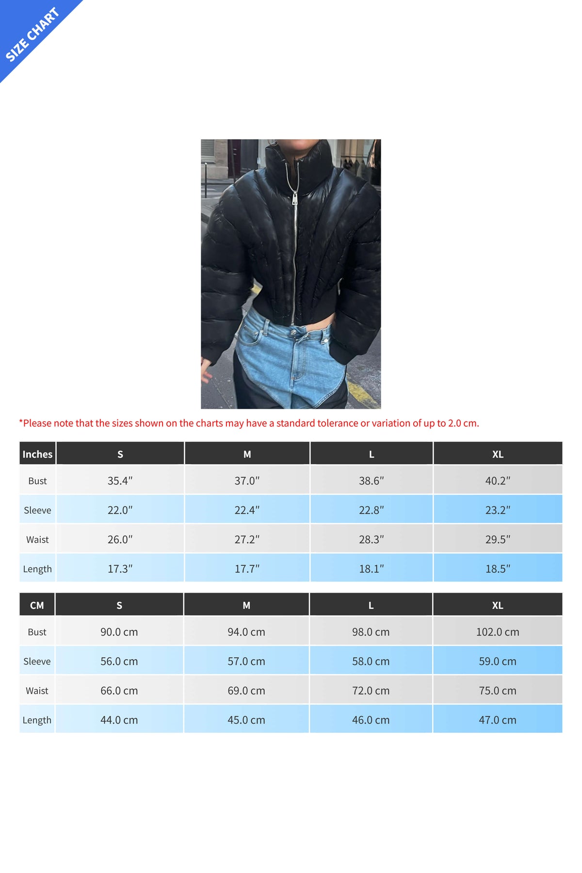 Diffraction Stitching Cropped Padded Jacket Lavish Daily