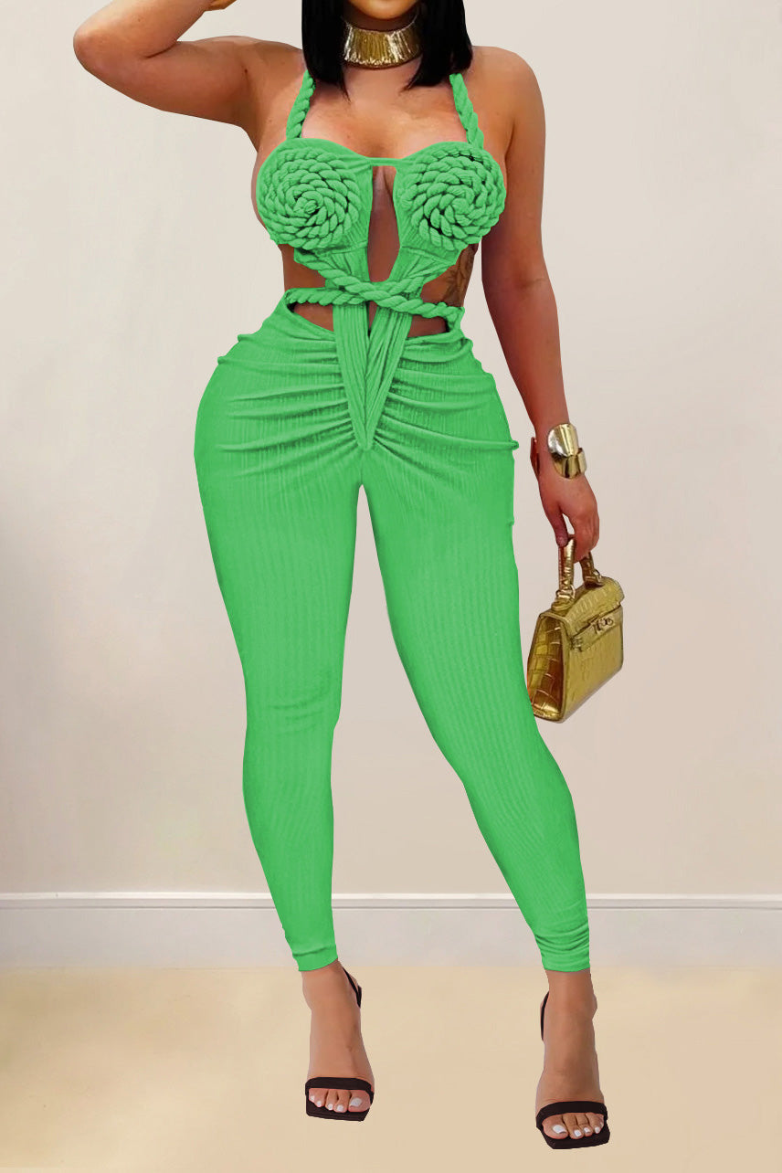 Casual Halter Backless Jumpsuit Lavish Daily