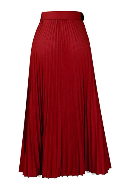 High Waist Pleated Midi Skirt Lavish Daily