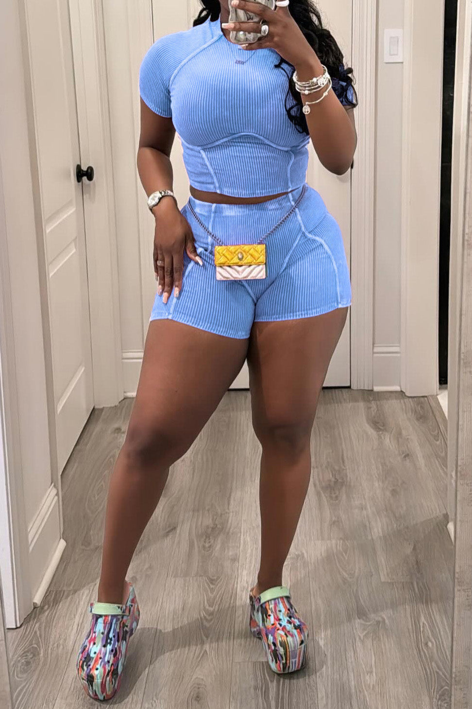 Washed Short Sleeve Top & Shorts Set Lavish Daily