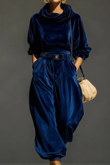 Velvet Hooded Long Sleeve Jogger Set Lavish Daily