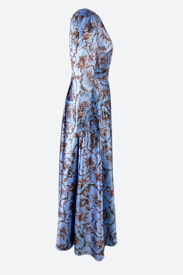 Crew Neck Long Sleeve Pleated Midi Dress Lavish Daily