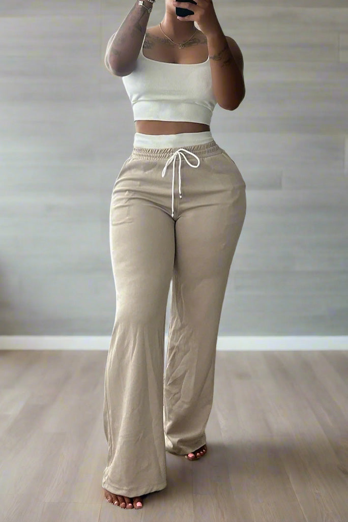 Solid Drawstring Square Neck Sleeveless Set Lavish Daily