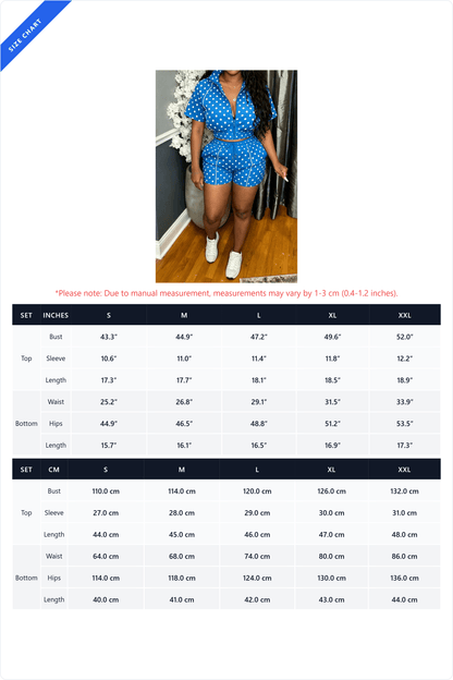 Polka Dot Zip-Up Shorts Set Lavish Daily