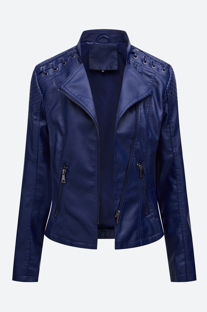 Women Classic Leather Jacket Lavish Daily