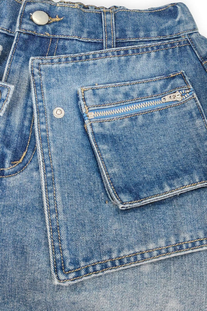 Deconstructed Wide Leg Denim Pants Lavish Daily