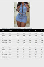 Street Wear Denim Zipper Skirt Set Lavish Daily