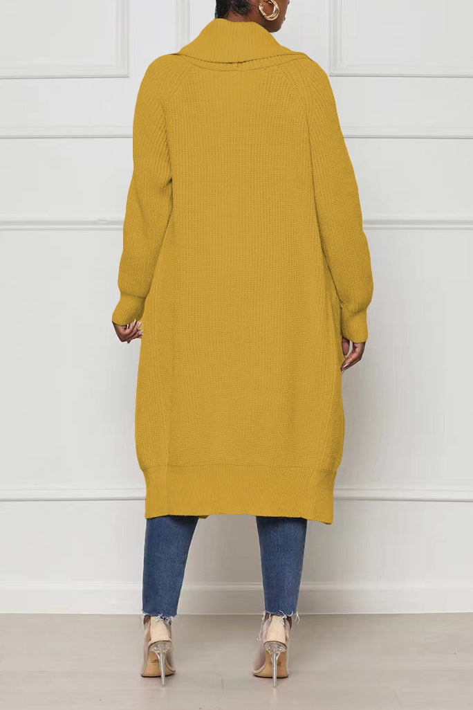 Solid Color Long Knit Cardigans Lavish Daily