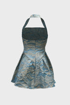 Jacquard Halter Mini Dress Lavish Daily