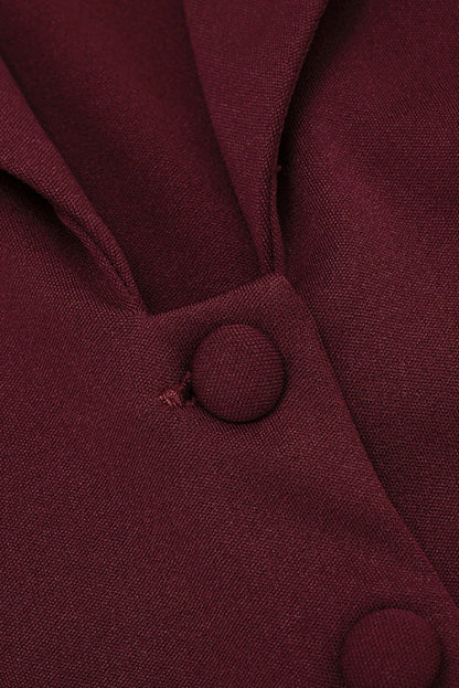 Deep V Button Front Blazer Dress Lavish Daily