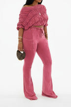 Ruched Crop Top and Lounge Pant Set Lavish Daily