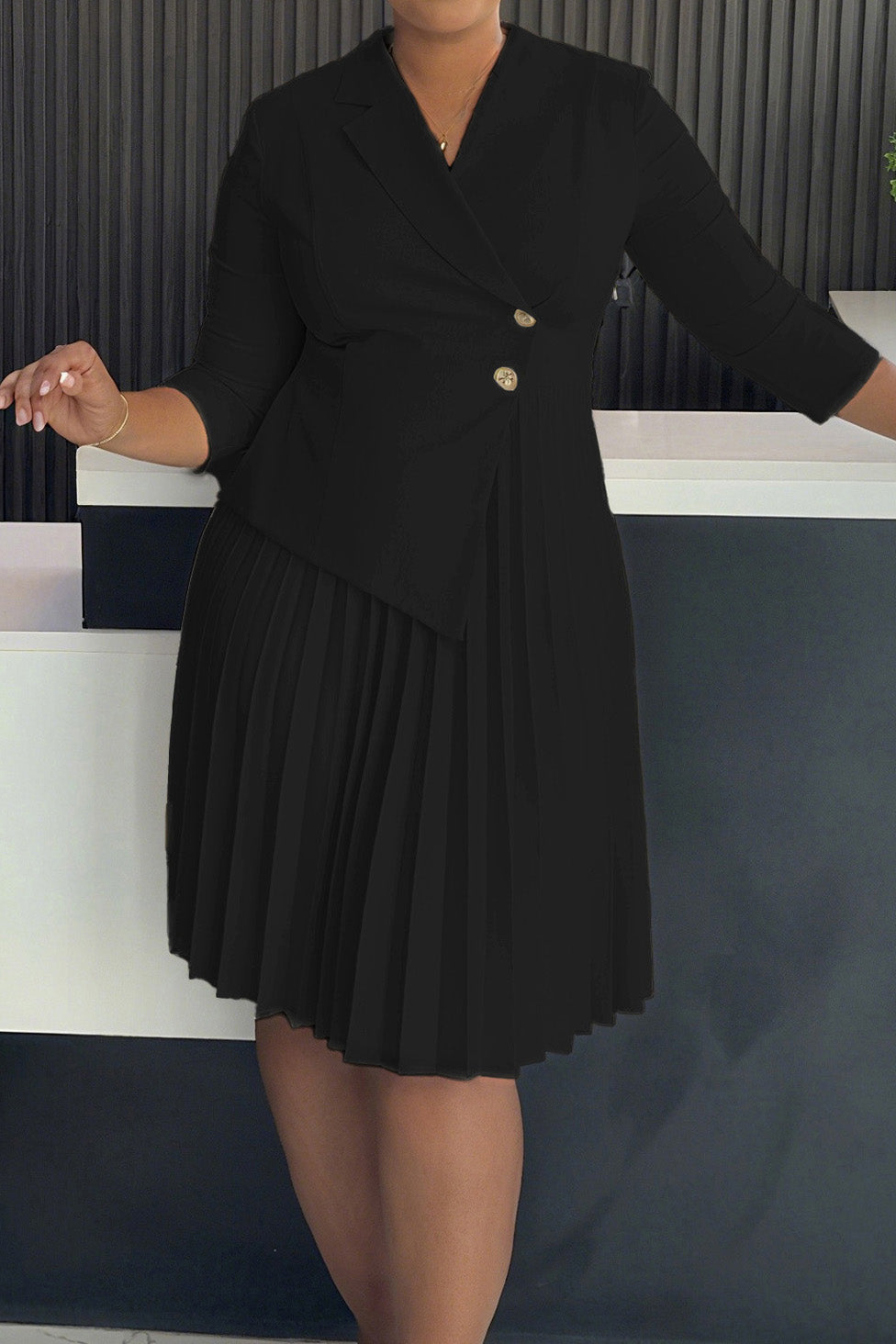 Elegant Pleated Midi Dress Lavish Daily