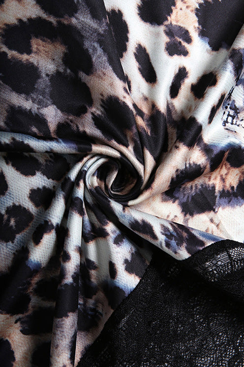 Leopard Print Lace Patchwork Cami Maxi Dress Lavish Daily