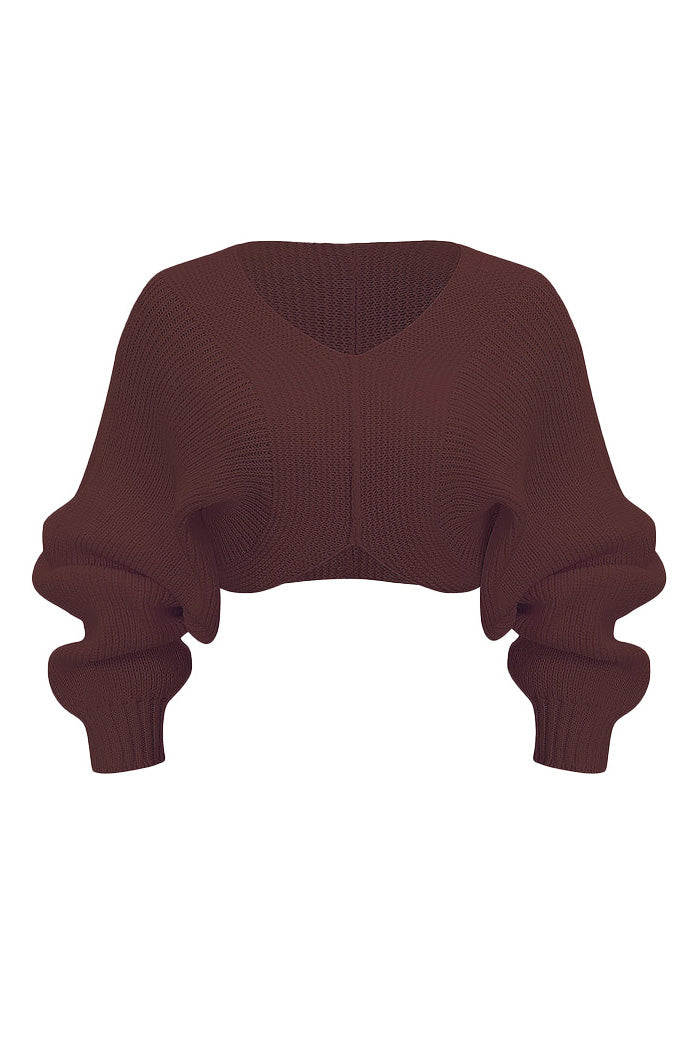 Knit V-Neck Long-Sleeve Top Lavish Daily