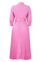 Solid Color Cinched Waist Pleated Long Dress Lavish Daily