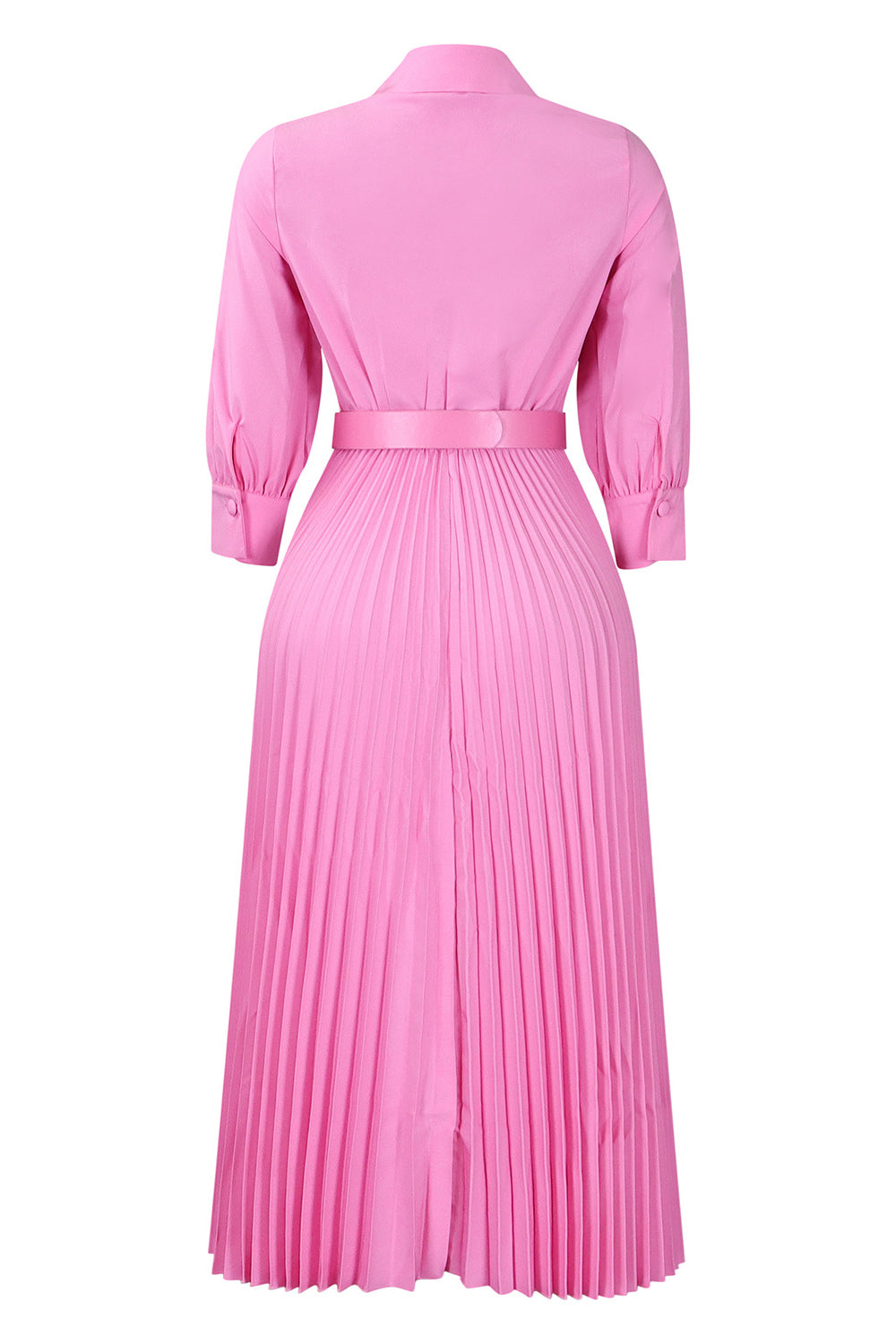 Solid Color Cinched Waist Pleated Long Dress Lavish Daily