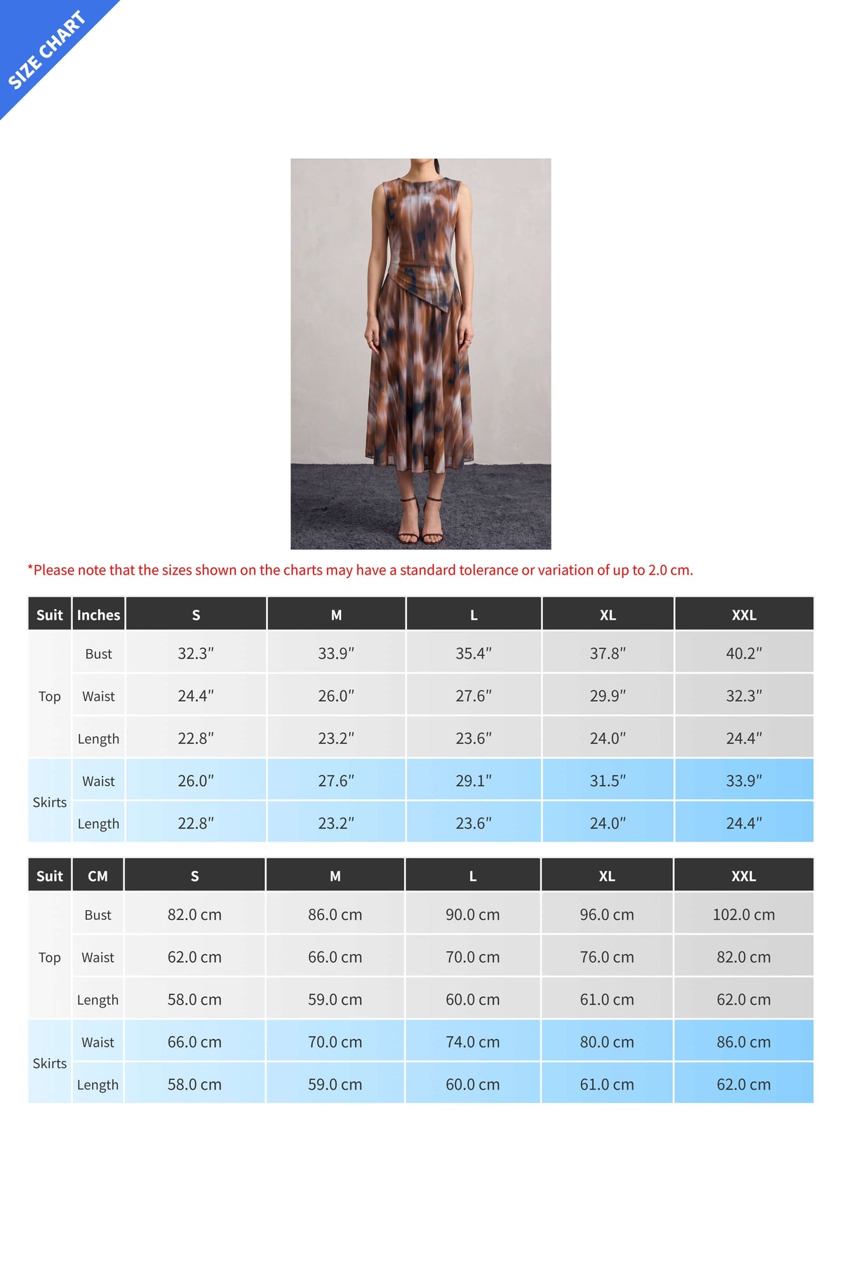 Abstract Print Asymmetric Top & Skirt Set Lavish Daily