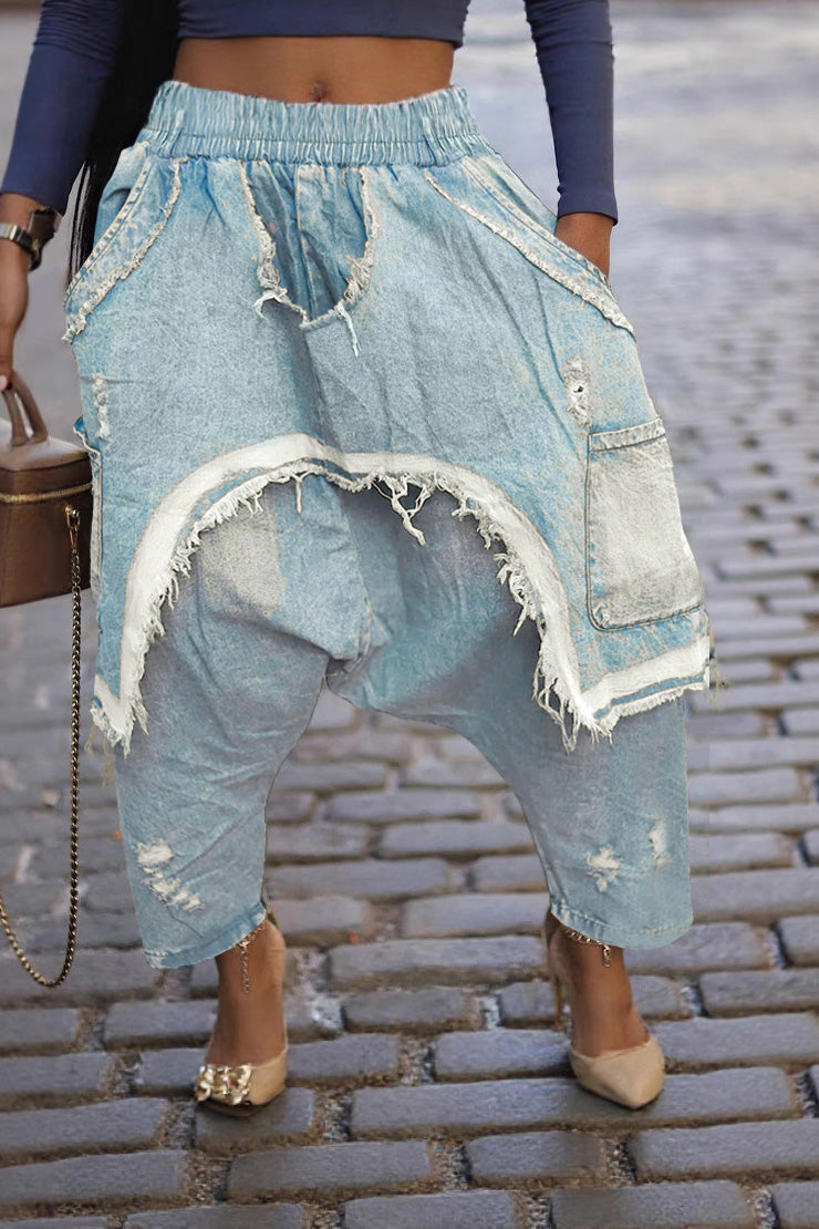 Vintage Ripped Harem Fit Denim Pants Lavish Daily