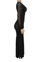 Single Shoulder Mesh Maxi Dress Lavish Daily