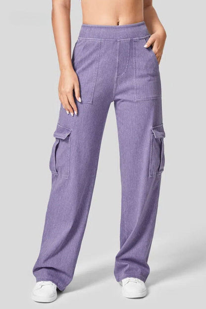 High Rise Wide Leg Cargo Jeans Lavish Daily