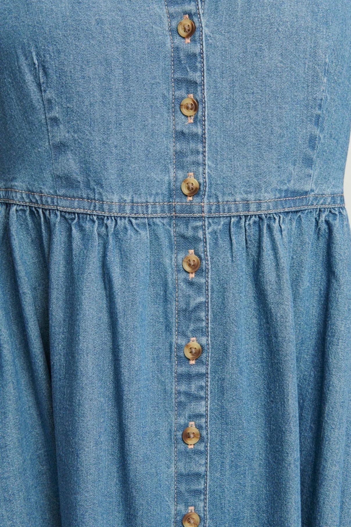 Trendy Denim Spaghetti Strap Dress Lavish Daily