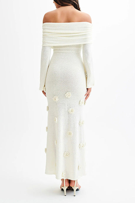 Off Shoulder Knit Maxi Dress Lavish Daily