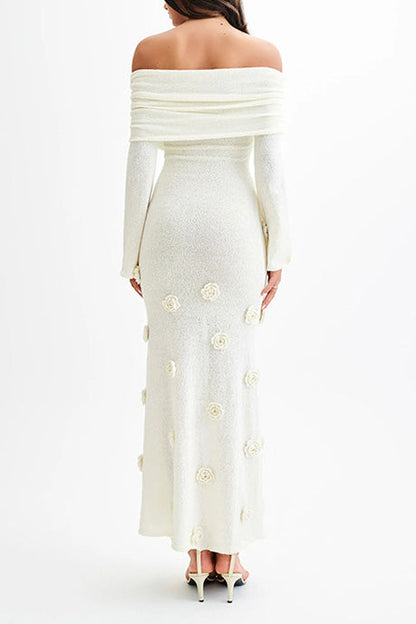 Off Shoulder Knit Maxi Dress Lavish Daily