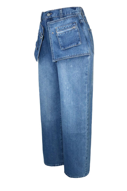 Deconstructed Wide Leg Denim Pants Lavish Daily