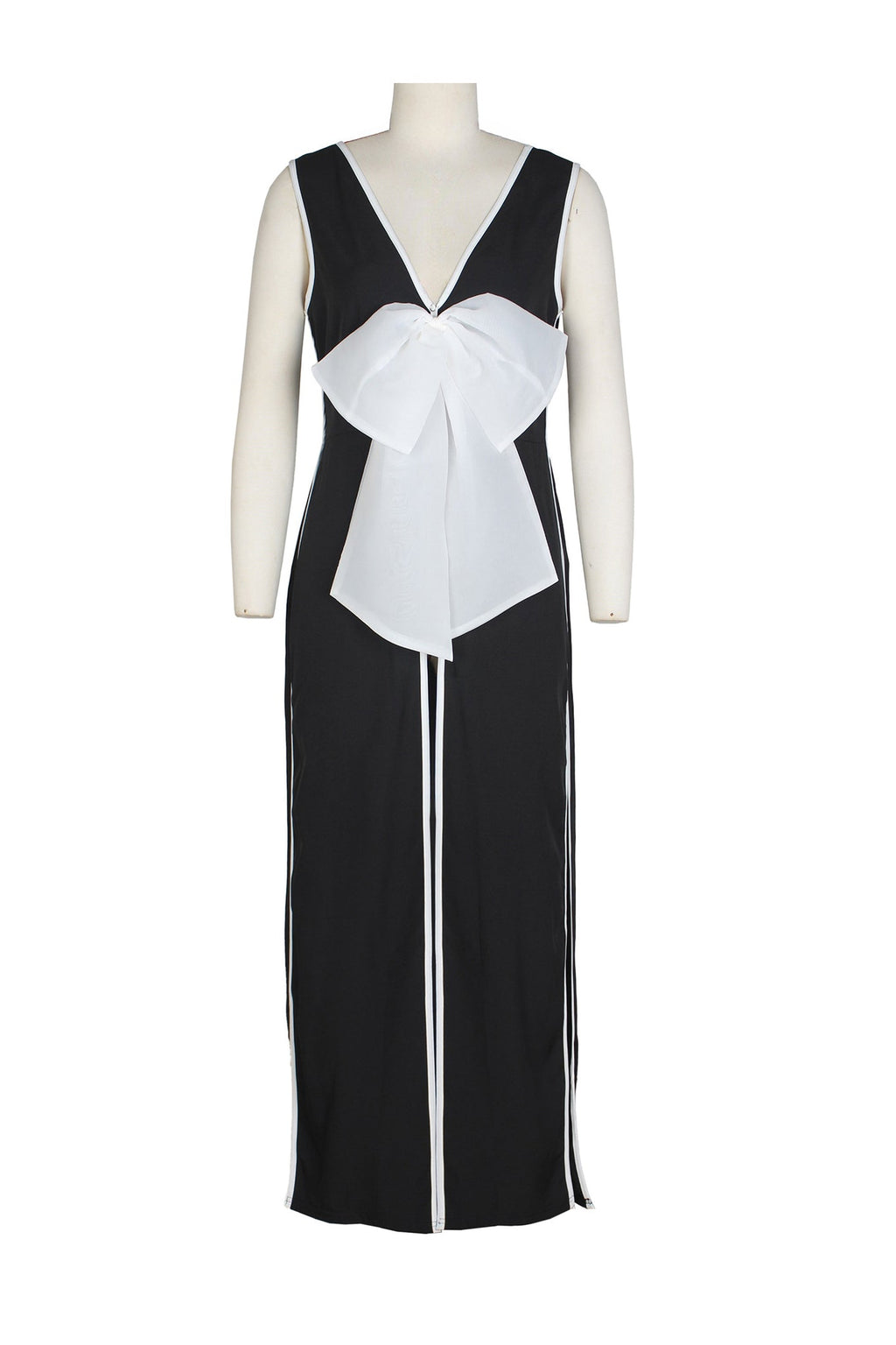 Bow Deep V Neck Slit Maxi Dresses Lavish Daily