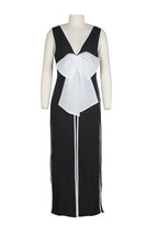 Bow Deep V Neck Slit Maxi Dresses Lavish Daily
