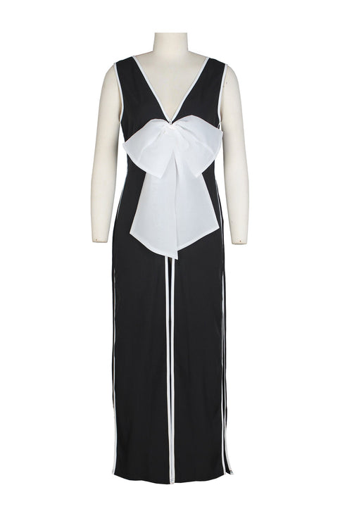 Bow Deep V Neck Slit Maxi Dresses Lavish Daily