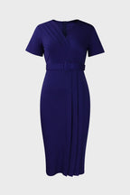 V-neck Short Sleeve High Waist Slim Dress Lavish Daily