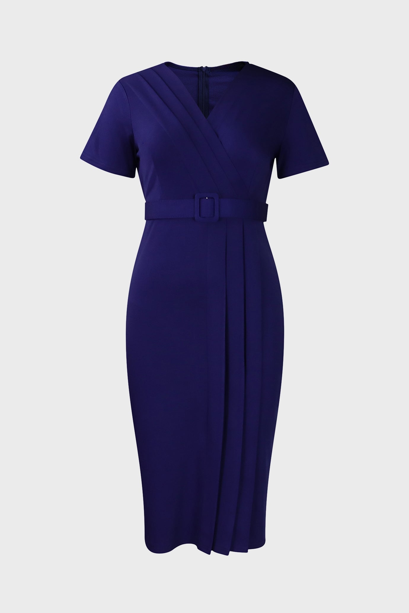 V-neck Short Sleeve High Waist Slim Dress Lavish Daily