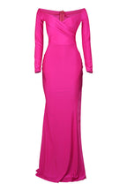 Off-Shoulder Long Sleeve Sweep Train Dress LavishDaily