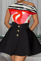 Off Shoulder Printed Mini Dress Lavish Daily