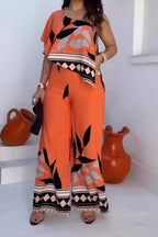 Printed Irregular Wide-leg Jumpsuit Lavish Daily