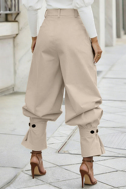 Pleated Ruffle-Cuff Balloon Trousers Lavish Daily