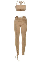 Crop Top and Lace-Up Pants 2-Piece Set Lavish Daily