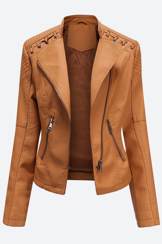 Women Classic Leather Jacket Lavish Daily