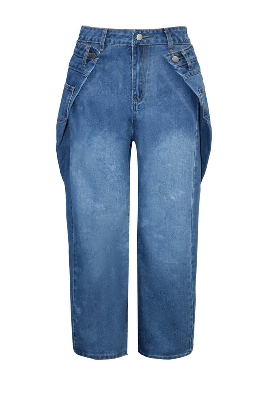 Curved Seam Barrel Leg Jeans Lavish Daily