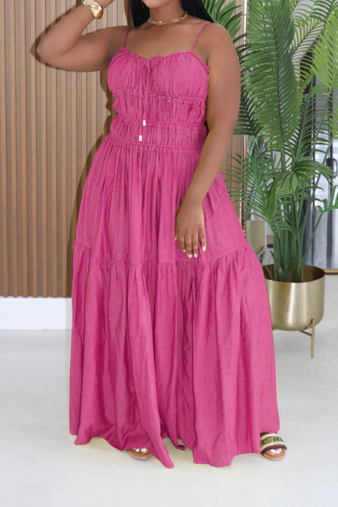 Smocked Tiered Boho Maxi Dress Lavish Daily