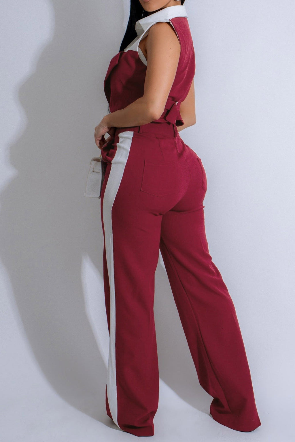 Patchwork Button Tie Back Top And Trousers Set Lavish Daily