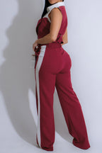 Patchwork Button Tie Back Top And Trousers Set Lavish Daily